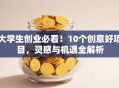 大学生创业必看！10个创意好项目，灵感与机遇全解析