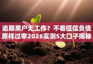 逾期黑户无工作？不看征信负债原样过审2026实测5大口子揭秘，秒批低门槛真下款！