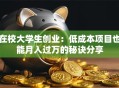 在校大学生创业：低成本项目也能月入过万的秘诀分享