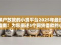 黑户放款的小贷平台2025年最终指南！为您阐述5个网贷借款的小贷口子
