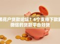 黑花户贷款论坛？6个支持下款到微信的贷款平台好贷