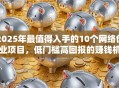 2025年最值得入手的10个网络创业项目，低门槛高回报的赚钱机会都在这！