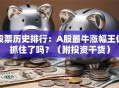 股票历史排行：A股最牛涨幅王你抓住了吗？（附投资干货）