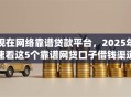 现在网络靠谱贷款平台，2025年速看这5个靠谱网贷口子借钱渠道多