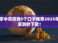 掌中花借钱5个口子推荐2025年实测秒下款！