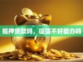 抵押贷款吗，征信不好能办吗
