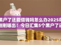 黑户了还能借钱吗怎么办2025年刚刚曝出！今日汇集5个黑户了还能贷款平台怎么办