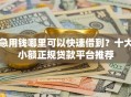急用钱哪里可以快速借到？十大小额正规贷款平台推荐