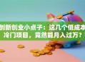 创新创业小点子：这几个低成本冷门项目，竟然能月入过万？