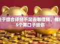关于综合评分不足去哪借钱，推荐5个黑口子给你