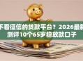 不看征信的贷款平台？2026最新测评10个65岁稳放款口子