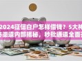 2024征信白户怎样借钱？5大神秘渠道内部揭秘，秒批通道全面开放！