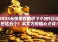 2025无视黑白的秒下小贷9月深挖这五个！本文为您精心点评！