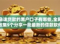 急速贷款的黑户口子有哪些,全网收集5个分享一批最新的借款软件