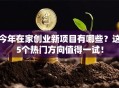 今年在家创业新项目有哪些？这5个热门方向值得一试！