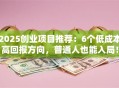 2025创业项目推荐：6个低成本高回报方向，普通人也能入局！