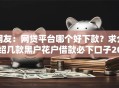网友：网贷平台哪个好下款？求介绍几款黑户花户借款必下口子2025