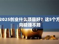 2025创业什么项目好？这5个方向稳赚不赔