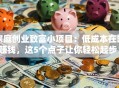 家庭创业致富小项目：低成本在家赚钱，这5个点子让你轻松起步！