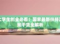 大学生创业必看！国家最新扶持政策干货全解析