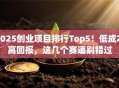 2025创业项目排行Top5！低成本高回报，这几个赛道别错过