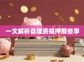 一文解析自建房抵押那些事