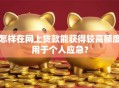 怎样在网上贷款能获得较高额度用于个人应急？