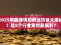 2025年最赚钱的创业项目大揭秘！这5个行业竟然最暴利？