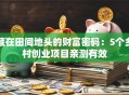 藏在田间地头的财富密码：5个乡村创业项目亲测有效