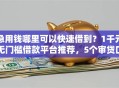 急用钱哪里可以快速借到？1千元无门槛借款平台推荐，5个审贷口子审核加快的平台盘点