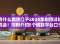 有什么黑贷口子2025年别错过好机会！同时介绍5个借款平台口子多
