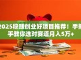 2025稳赚创业好项目推荐！手把手教你选对赛道月入5万+