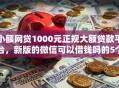 小额网贷1000元正规大额贷款平台，新版的微信可以借钱吗的5个平台介绍