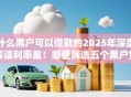 什么黑户可以借款的2025年深度解读利率差！顺便筛选五个黑户贷款平台可以借钱