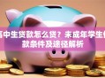 高中生贷款怎么贷？未成年学生借款条件及途径解析
