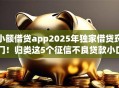 小额借贷app2025年独家借贷窍门！归类这5个征信不良贷款小口子