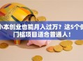 小本创业也能月入过万？这5个低门槛项目适合普通人！