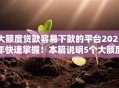 大额度贷款容易下款的平台2025年快速掌握！本篇说明5个大额度借钱容易下款的口子