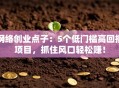 网络创业点子：5个低门槛高回报项目，抓住风口轻松赚！