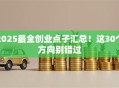 2025最全创业点子汇总！这30个方向别错过