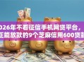 2026年不看征信手机网贷平台，真正能放款的9个芝麻信用600贷款软件推荐