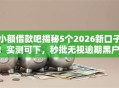 小额借款吧揭秘5个2026新口子！实测可下，秒批无视逾期黑户！