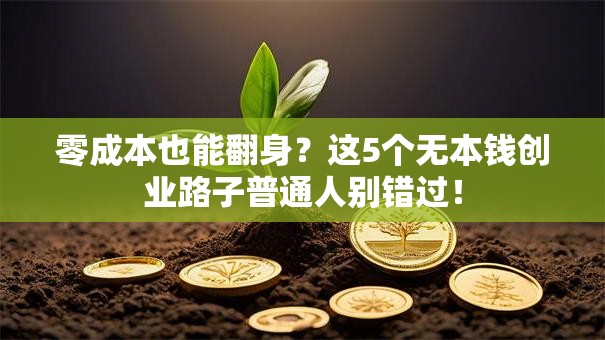 零成本也能翻身？这5个无本钱创业路子普通人别错过！