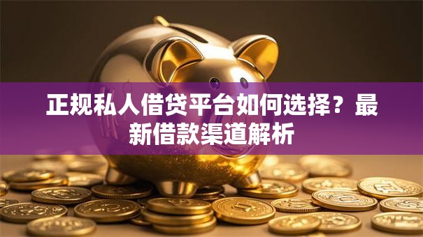 正规私人借贷平台如何选择？最新借款渠道解析