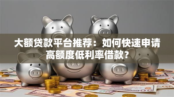 大额贷款平台推荐：如何快速申请高额度低利率借款？