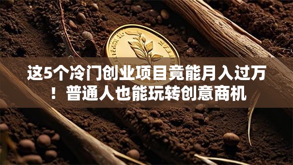 这5个冷门创业项目竟能月入过万！普通人也能玩转创意商机