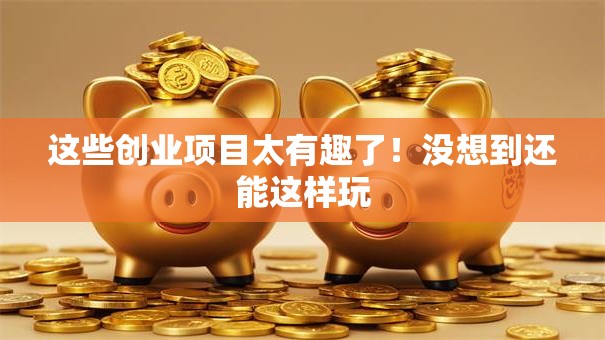 这些创业项目太有趣了！没想到还能这样玩