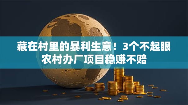 藏在村里的暴利生意！3个不起眼农村办厂项目稳赚不赔