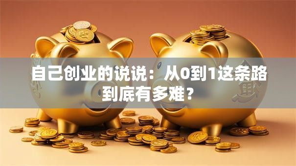 自己创业的说说：从0到1这条路到底有多难？