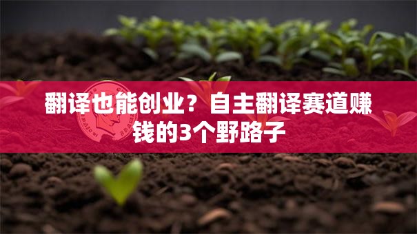 翻译也能创业？自主翻译赛道赚钱的3个野路子